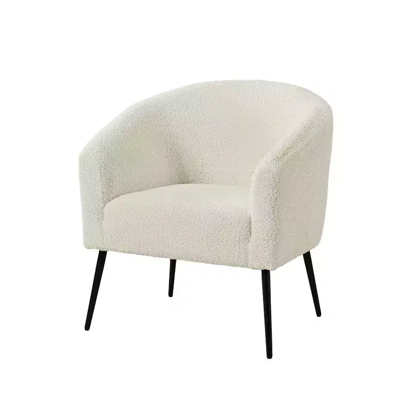 Poltrona a botte in bouclé con gambe in metallo – Nera / Marrone / Grigia / Avorio / Gialla – 1 posto