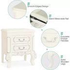 Comodino in legno bianco con motivo intagliato, 2 cassetti – 1PZ / 2PZ