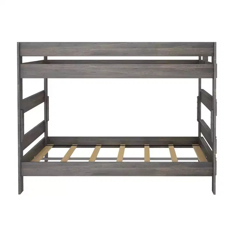 Letto a castello Queen-Over-Queen in legno massiccio, 2 posti letto, nei colori Barnwood Brown / Driftwood / Pecan Dip / White Wash