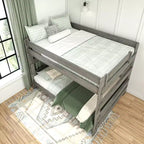 Letto a castello Queen-Over-Queen in legno massiccio, 2 posti letto, nei colori Barnwood Brown / Driftwood / Pecan Dip / White Wash
