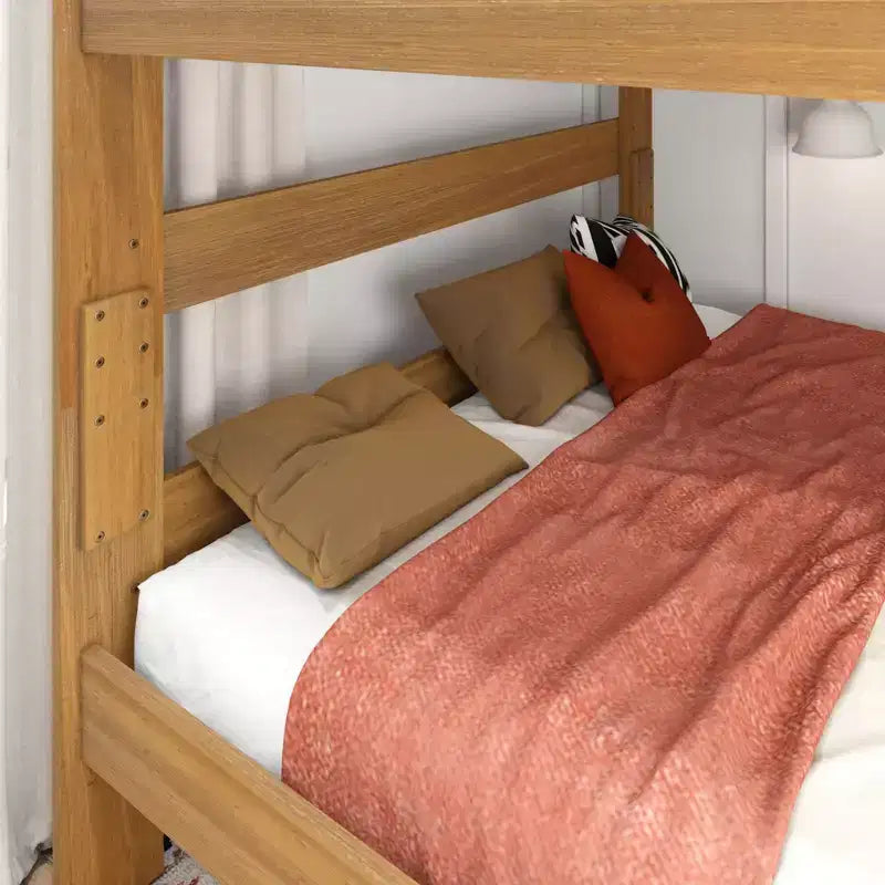 Letto a castello Queen-Over-Queen in legno massiccio, 2 posti letto, nei colori Barnwood Brown / Driftwood / Pecan Dip / White Wash