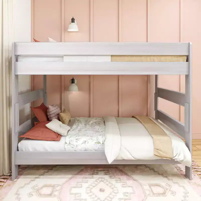Letto a castello Queen-Over-Queen in legno massiccio, 2 posti letto, nei colori Barnwood Brown / Driftwood / Pecan Dip / White Wash