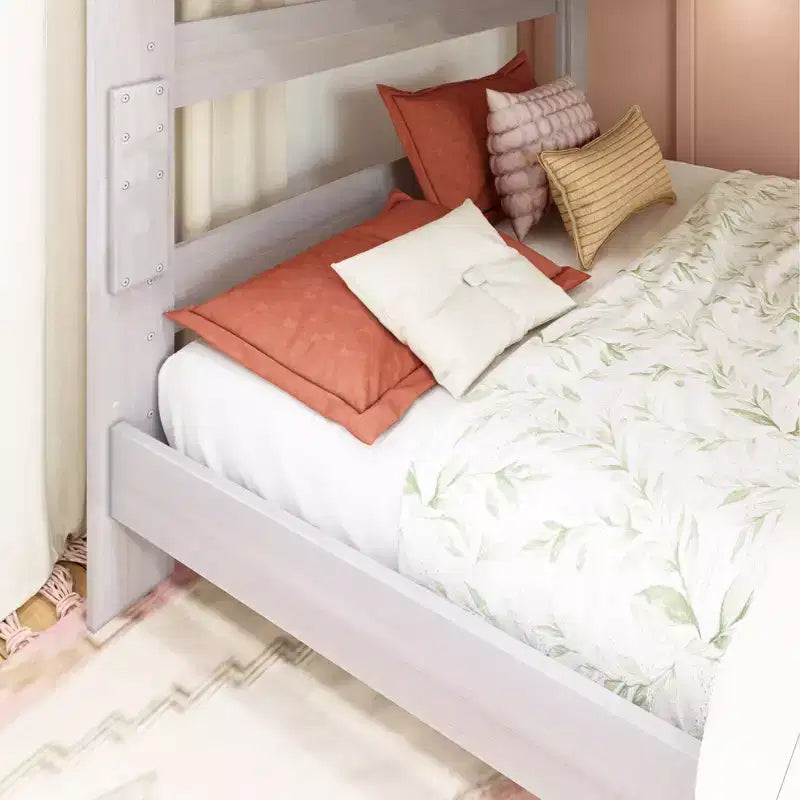 Letto a castello Queen-Over-Queen in legno massiccio, 2 posti letto, nei colori Barnwood Brown / Driftwood / Pecan Dip / White Wash