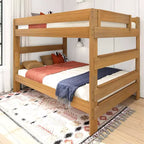 Letto a castello Queen-Over-Queen in legno massiccio, 2 posti letto, nei colori Barnwood Brown / Driftwood / Pecan Dip / White Wash