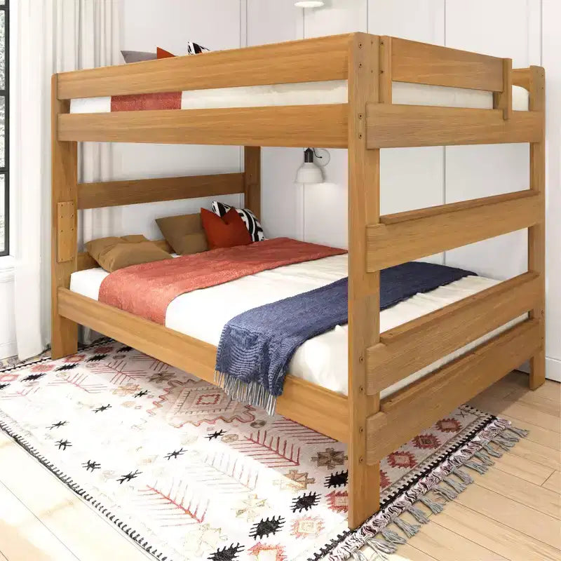 Letto a castello Queen-Over-Queen in legno massiccio, 2 posti letto, nei colori Barnwood Brown / Driftwood / Pecan Dip / White Wash