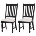 Costway Set of 2/4 Dining Chairs with Solid Wood Legs & Padded Seat Kitchen Side Chair White & Grey