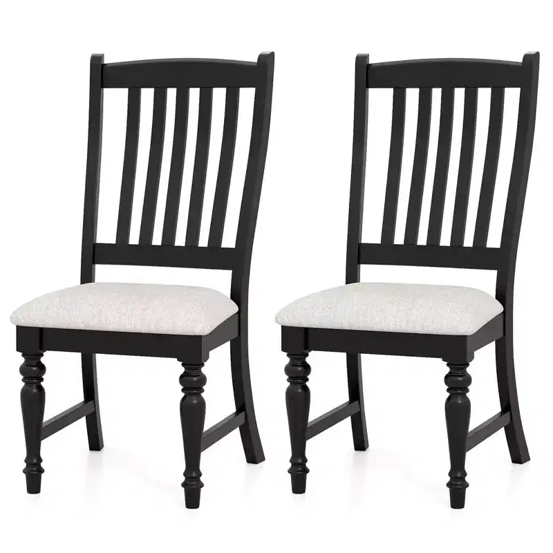 Costway Set of 2/4 Dining Chairs with Solid Wood Legs & Padded Seat Kitchen Side Chair White & Grey