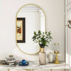 Specchio da parete ovale ad arco oro/nero, singolo, 20×36 / 22×38 pollici