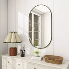 Specchio da parete ovale ad arco oro/nero, singolo, 20×36 / 22×38 pollici