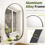 Specchio da parete ovale ad arco oro/nero, singolo, 20×36 / 22×38 pollici
