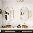 Specchio da parete ovale ad arco oro/nero, singolo, 20×36 / 22×38 pollici